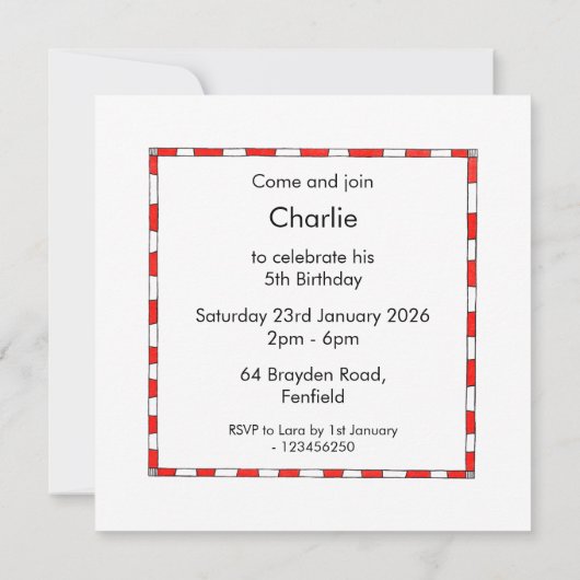 ノアパーソナライズされたズアーク誕生日招待状 (裏面)