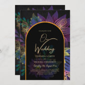 ノアピーコックジュエルトーン結婚フローラ 招待状 (正面/裏面)