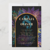 ノアピーコックジュエルトーン結婚フローラ 招待状 (正面)