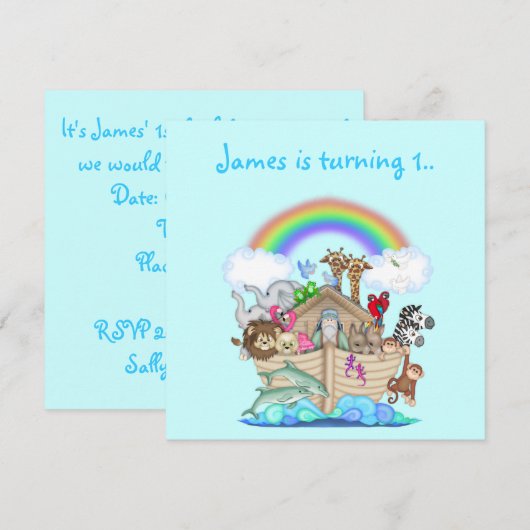 ノア箱動物の招待 招待状 (正面/裏面)