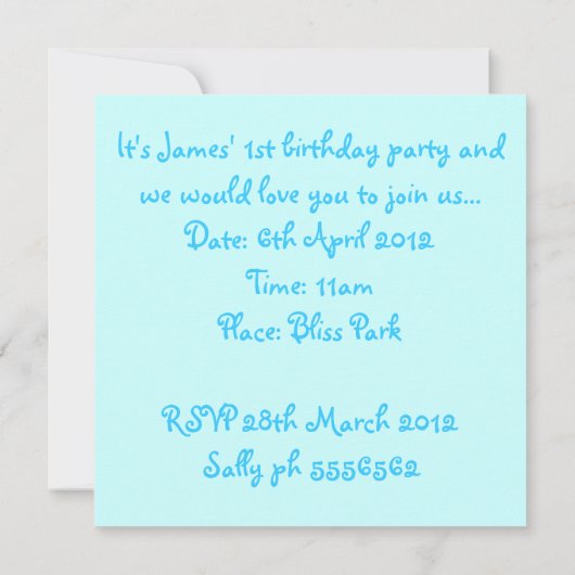 ノア箱動物の招待 招待状 (裏面)