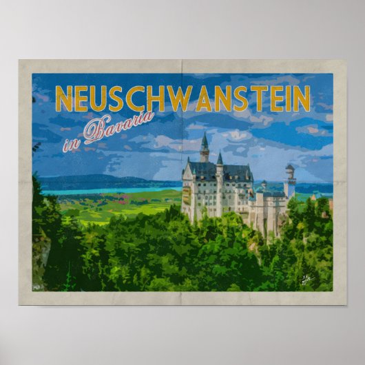 ノイシュワンシュタイン城動揺してヴィンテージ旅行 ポスター (正面)