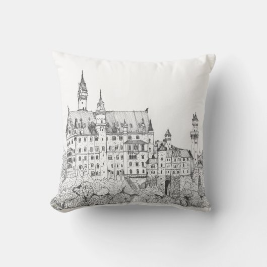 ノイシュヴァンシュタイン城ドイツ素晴らしラインアート クッション (正面)