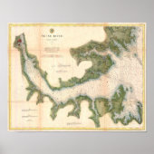 ノイズリバーノースカロライナのアンティークの地図 ポスター (正面)