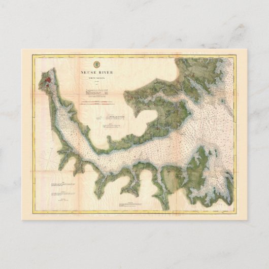 ノイズリバーノースカロライナのヴィンテージの地図 ポストカード (正面)