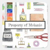 ノイパーソナライズされたキ工芸絵を描品 スクエアシール (正面)