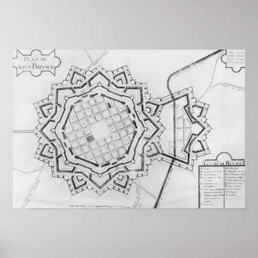 ノイフブリサックの地図と要塞化 ポスター (正面)