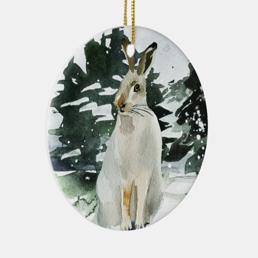 ノウサギのクリスマスのオーナメントの冬のノウサギの装飾 セラミックオーナメント (右)