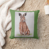 ノウサギの水彩画 クッション (ブランケット)