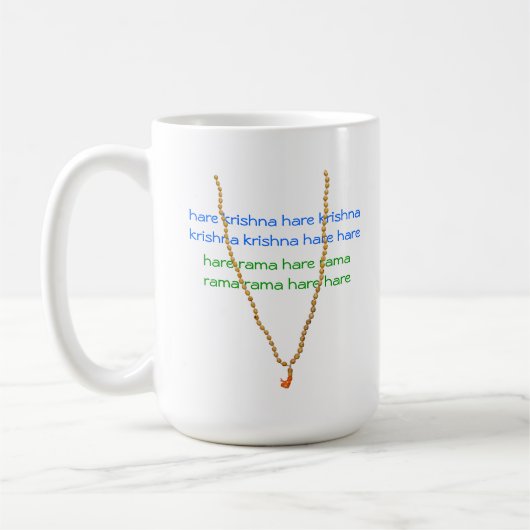 ノウサギのKrishna Malaの数珠のマグ コーヒーマグカップ (左)