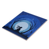 ノウサギ、ウサギ、月光のシルエット タイル (側面)