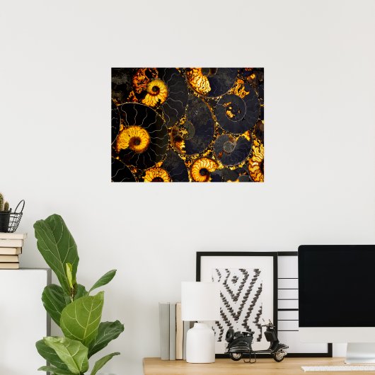 ノウチラス抽象芸術海化石パターン ポスター (ホームオフィス)