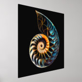 ノウチラス貝デジタルスケッチ 箔ポスター (レイダウン)