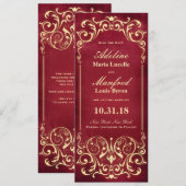 ノウビュークィクトリアン：赤と金の結婚式のお知らせを保存する セーブザデート (正面/裏面)