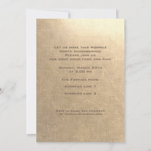 ノウルーズムバラクペルシャ新年パーティー 招待状 (裏面)