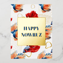 ノウルーズ踊り金魚トリオフォイル葉書