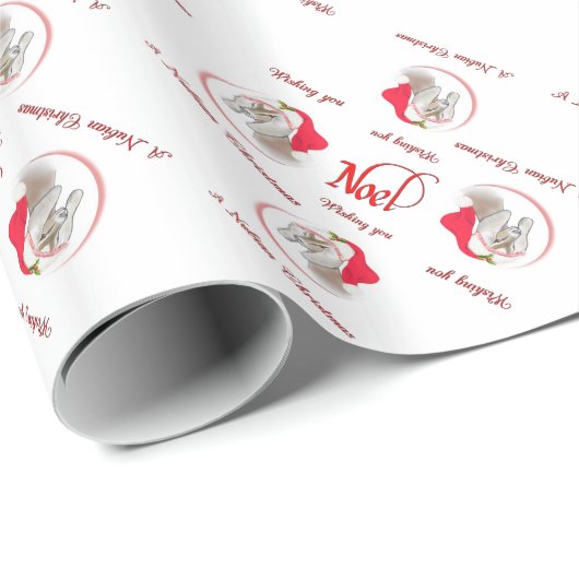 ノエルかわいらしヌビアンヤギのクリスマスラッピング紙 ラッピングペーパー (ロールコーナー)