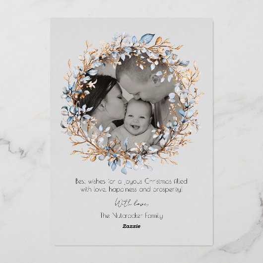 ノエルエレガントクリスマスくるみ割りバレエ写真 箔シーズンカード (裏面)