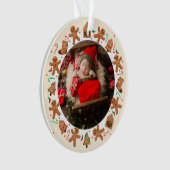 ノエルクリスマスジンジャーブレッドリースイラストレーション写真 オーナメント (正面)