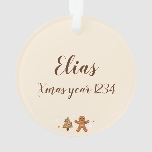 ノエルクリスマスジンジャーブレッドリースイラストレーション写真 オーナメント (裏面)