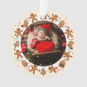 ノエルクリスマスジンジャーブレッドリースイラストレーション写真 オーナメント (正面)