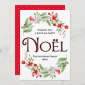 ノエルシンプルレッド&グリーンウォーター色フローラ シーズンカード (正面/裏面)