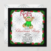 ノエルジンジャーブレッドマンカウトクリスマスパーティーホリデー 招待状 (正面/裏面)