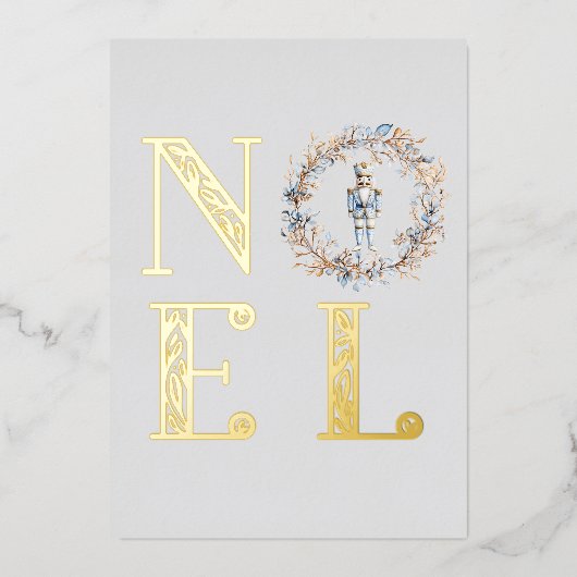 ノエルタイポグラフィクリスマスくるみ割りバレエ写真 箔シーズンカード (正面)