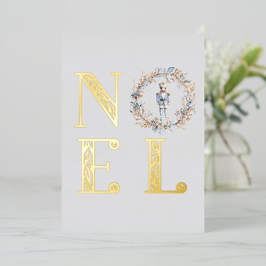 ノエルタイポグラフィクリスマスくるみ割りバレエ写真 箔シーズンカード (立ち正面)