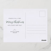 ノエルフェスティバルグリーンプレイドパターンクリスマス 箔シーズンポストカード (裏面)