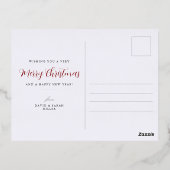 ノエルフェスティバル赤い格子模様クリスマス 箔シーズンポストカード (裏面)