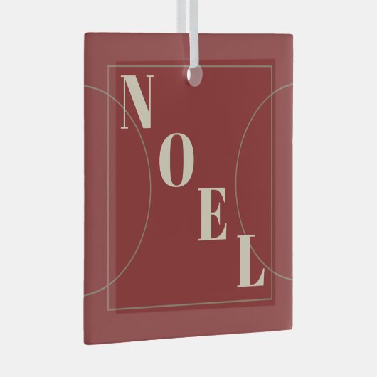 ノエルモダンクラシッククリスマスレッドアーチブロンズライン ガラスオーナメント (正面右)