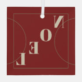 ノエルモダンクラシッククリスマスレッドアーチブロンズライン ガラスオーナメント (裏面)