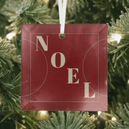 ノエルモダンクラシッククリスマスレッドアーチブロンズライン ガラスオーナメント