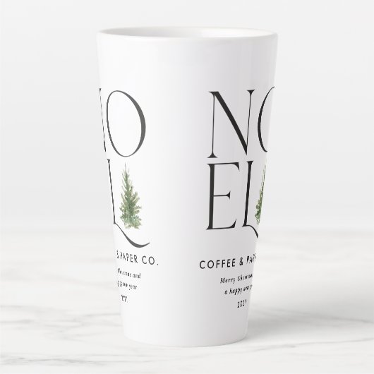 ノエルモダンタイポグラフィビジネスクリスマスホリデイ カフェラテマグ (正面)