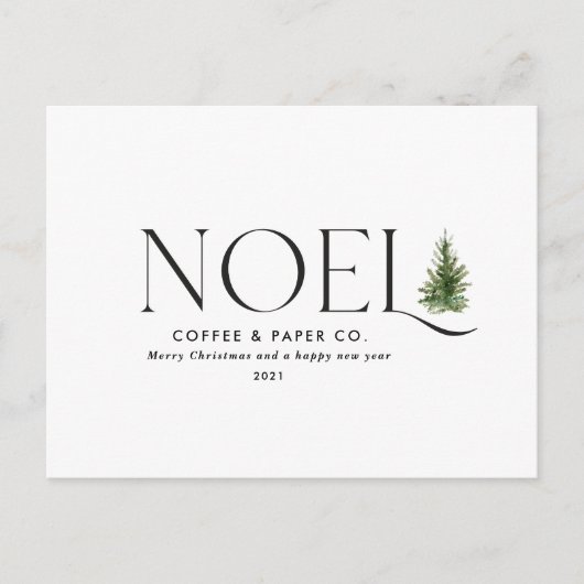 ノエルモダンタイポグラフィビジネスクリスマスホリデイ シーズンポストカード (正面)