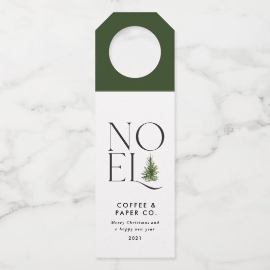 ノエルモダンタイポグラフィビジネスクリスマスホリデイ ボトルネックタグ (正面)