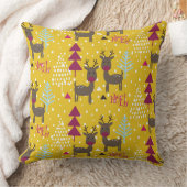 ノエル冬トナカイのクリスマスツリーウッドランド雪 クッション (ブランケット)