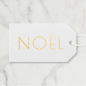 ノエル白と金ゴールドミニマルタイポグラフィ エレガント ギフトタグ (正面 (横))