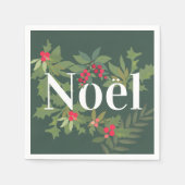 ノエル葉エバーグリーンとベリーの休日 スタンダードカクテルナプキン (正面)
