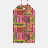 ノエル1970年代レトロレタリングピンクとライムクリスマス ギフトタグ (裏面)