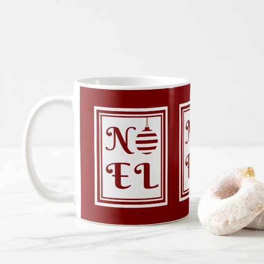ノエル クリスマス ホリデー 赤と白 コーヒーマグカップ (ドーナツ)