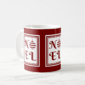 ノエル クリスマス ホリデー 赤と白 コーヒーマグカップ (正面左)