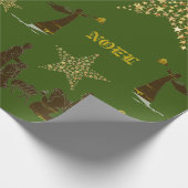 ノエル ネイビー グリーン ホリデー ラッピングペーパー (角)