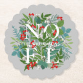 ノエル　ベリーとグリーンのクリスマス ペーパーコースター (正面)