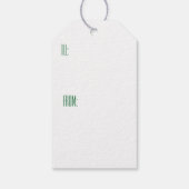 "ノエル"光沢のある緑のクリスマスボールオーナメント ギフトタグ (裏面)