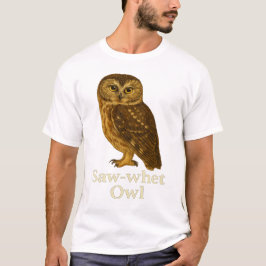 ノコギリメンフクロウTシャツ:猛禽類 鳥 自然デザイン Tシャツ