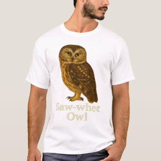 ノコギリメンフクロウTシャツ:猛禽類 鳥 自然デザイン Tシャツ
