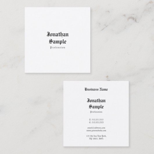 ノスエレガントタルクラシックプロフェッショナルデザイン スクエア名刺 (正面/裏面)