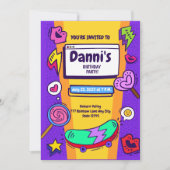 ノスクールタルジック90のテーマ誕生日招待状 招待状 (正面)